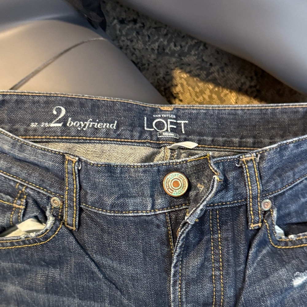 LOFT Denim Boyfriend Jeans in Dark Blue
